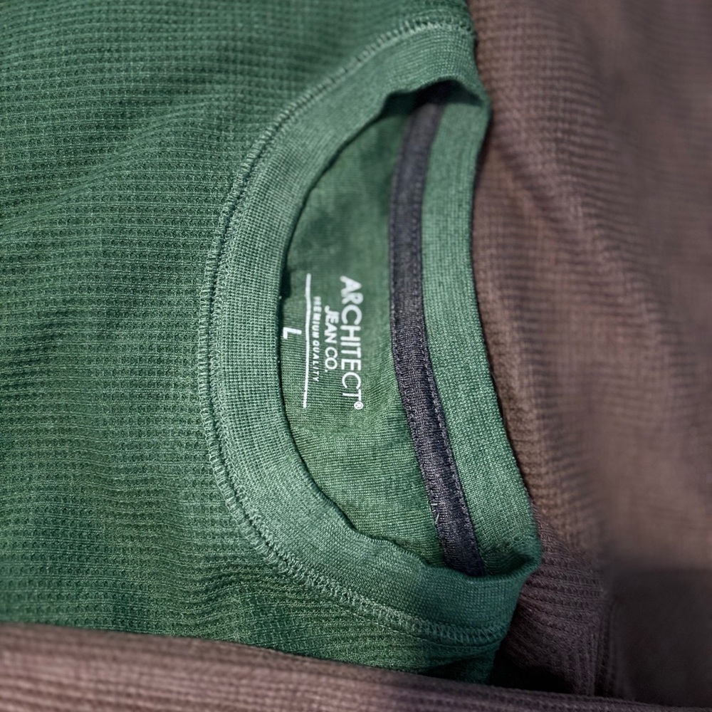 Architect Brown and Green Waffle Knit Shirts Lot of 2 LS shirts - Picture 4 of 4